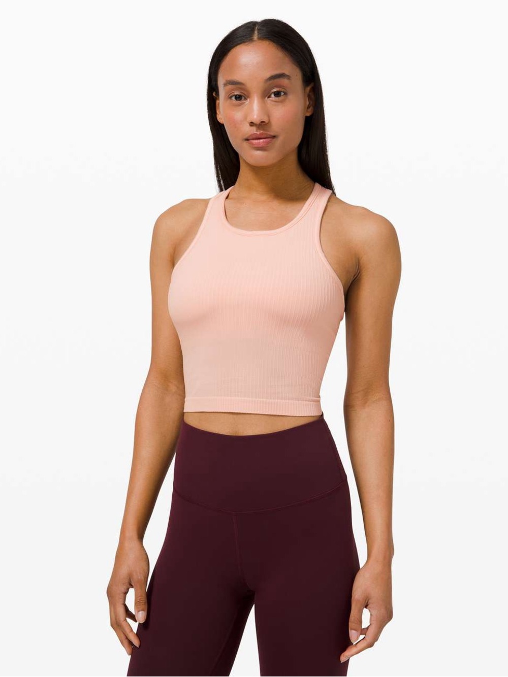 Lululemon Ebb To Street Racerback Crop Tank Pink Mist size 10